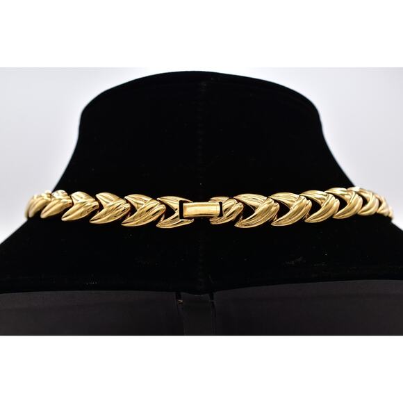 Krementz Vintage Choker Chain Necklace Linked Gold Tone Chunky Signed 60s BinBQ - Picture 6 of 12